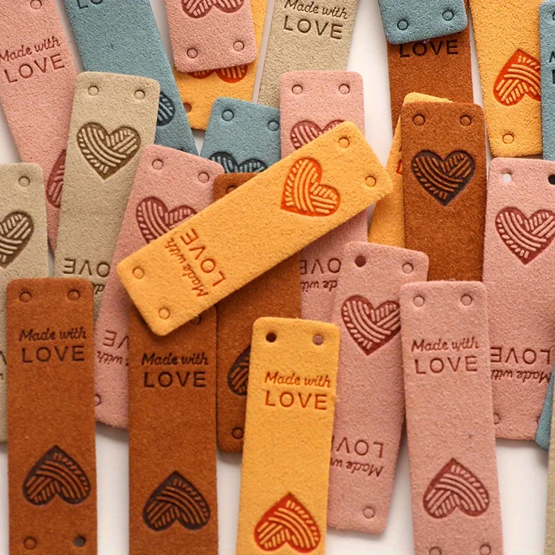 50pcs Color LOVE leather label microfiber leather brand Korean cashmere label diy headdress accessories