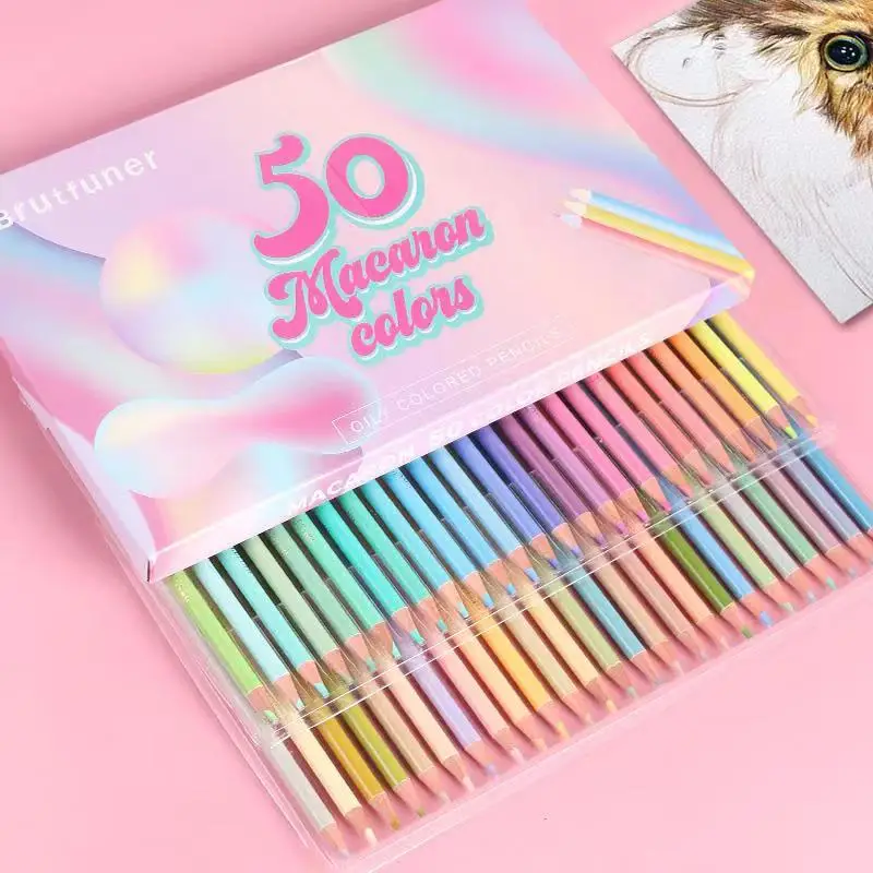 Andstal Brutfuner Macaron 50 Colors Colored Pencil Professional Pastel Drawing Pencils Colour Pencils Art Supplies For Artist