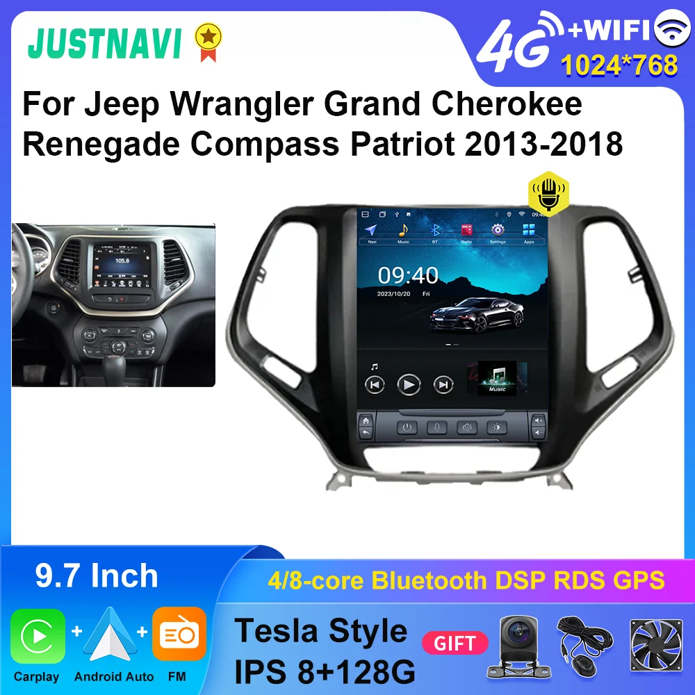 Justnavi Autoradio Per Jeep Wrangler Grand Cherokee Renegade Compass Patriot 2013-2014 Navigazione Multimediale Stereo Carplay Gps