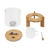 5L Glass Rice Dispenser with Airtight Lid Measuring Cup Wooden Stand Flour Cereal Creative Container for Kitchen Organization 3