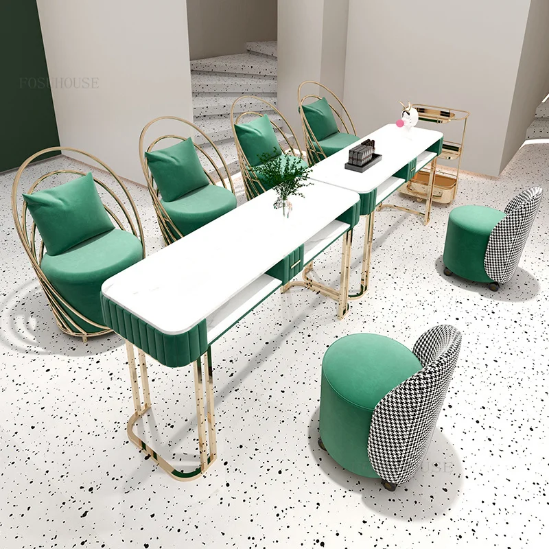 Nordic Light Luxury Nail Tables Chair Set Modern Simple Double-layer Manicure Tables Single Double Professional Manicure Table