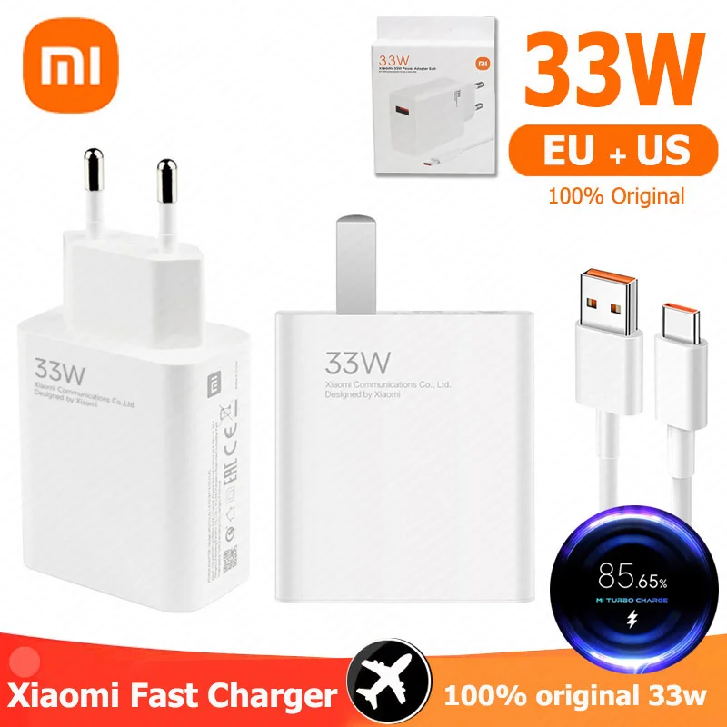 CARGADOR PARA XIAOMI 33W DOBLE PUERTO TIPO A + TIPO C ORIGINAL