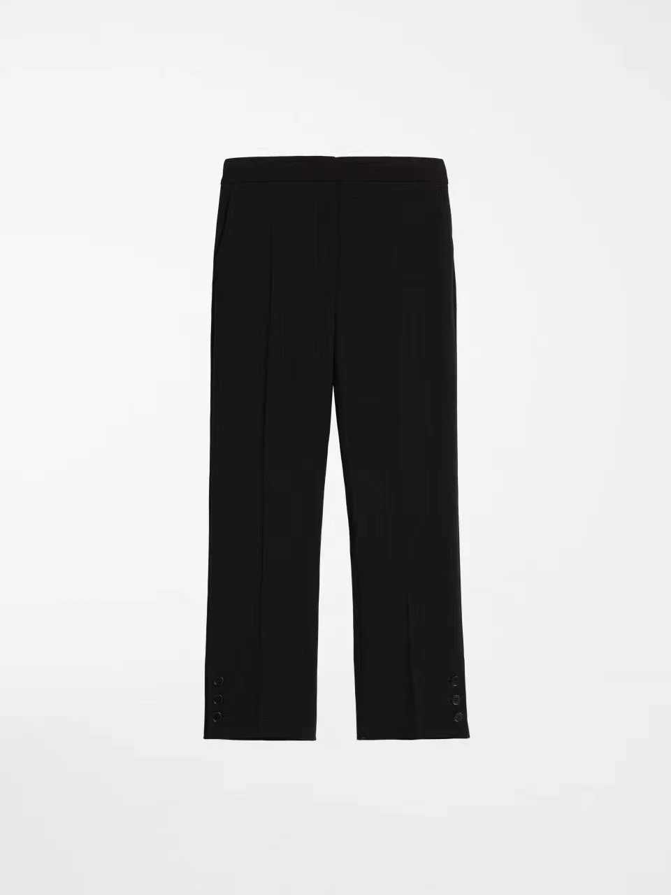 

Fenggejiwo wool pants have straight legs with a slight crease, and shell buttons at the legs for a super slim look. The color of