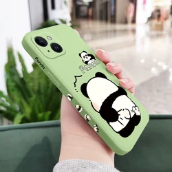 Tickle Panda Silicone Phone Case - Playful Protection with Panda Design for iPhone 13 (Light Green)