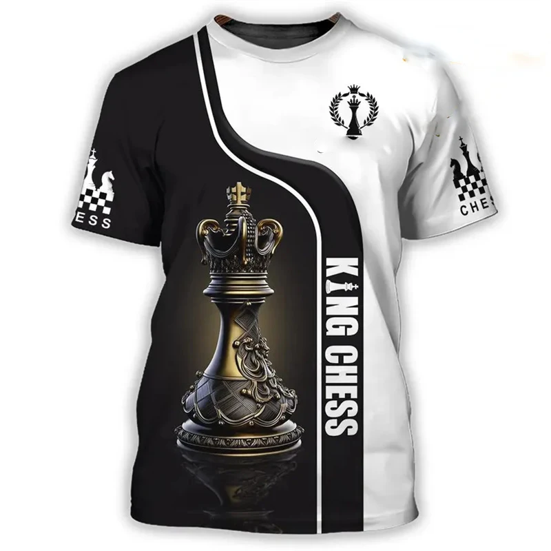 Fashion Chess King T-shirt For Men Knight Chess Piece 3D Print