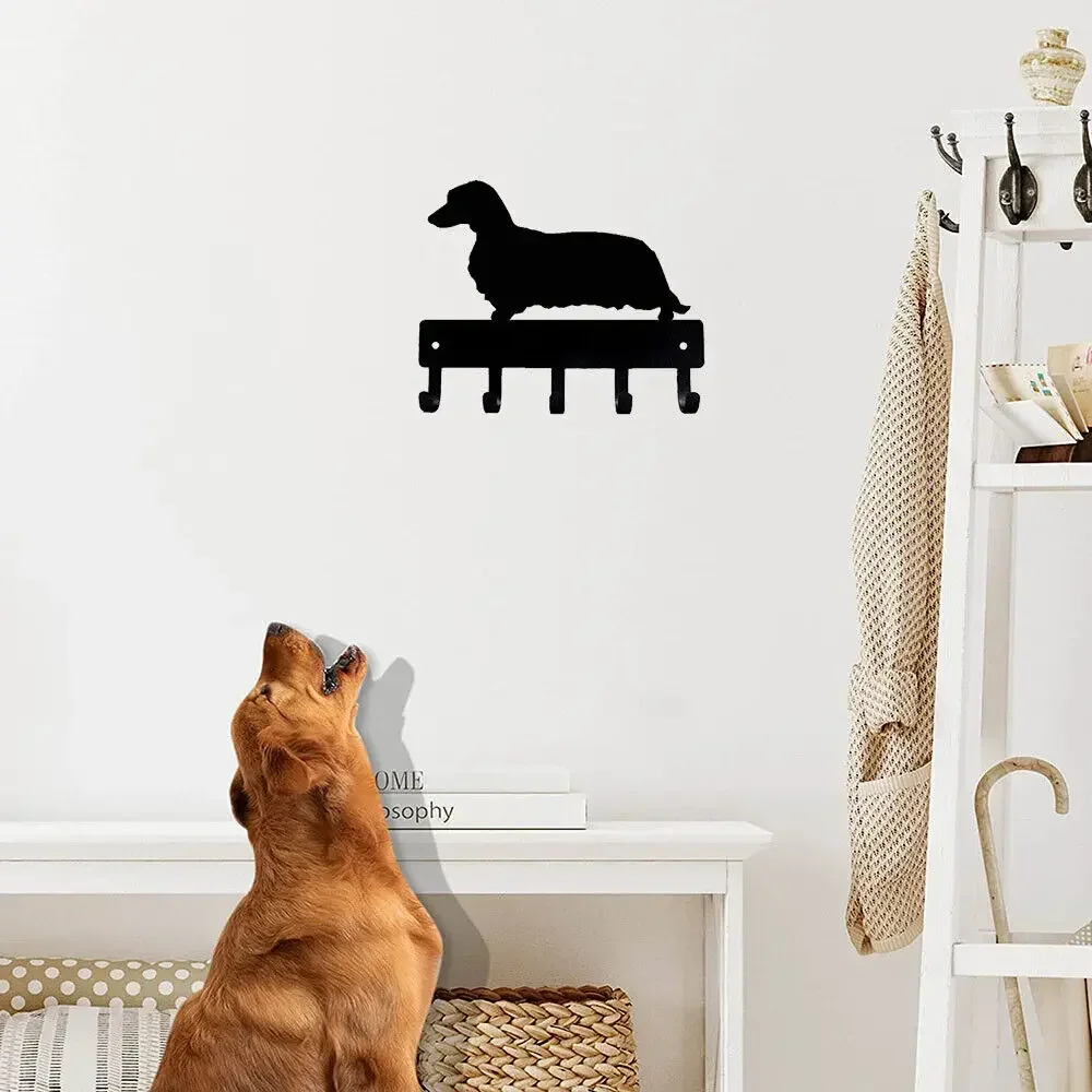 Longhaired Dachshund Dog - Key Hooks & Keychain Holder - 6 inch Metal Wall Art -Perfect Gift for Dachshund Lovers 3