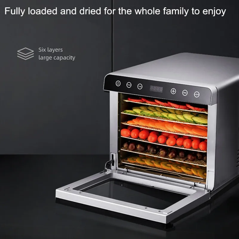 Six-Layer Household Food Dryer Stainless Steel Dried Fruit Machine Double-Layer Heat Insulation And Scalding-Proof Handle 6
