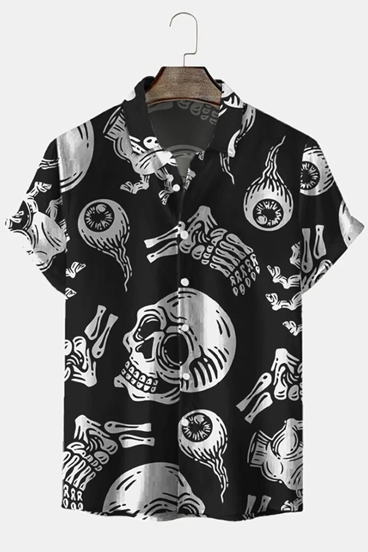 New Hawaiian Shirt For Men Skull 3d Printed Beach Shirt Short Sleeve Button Casual Men's Skull Shirts Oversized Camisa S-5XL