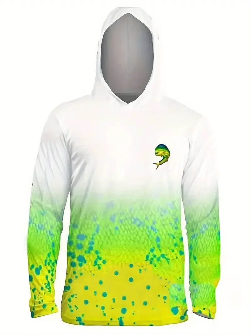 UPF 50 후드 셔츠 남성용 야외 자외선 차단 낚시 의류, 긴 소매 티셔츠, 자외선 차단 낚시 셔츠, 여름
