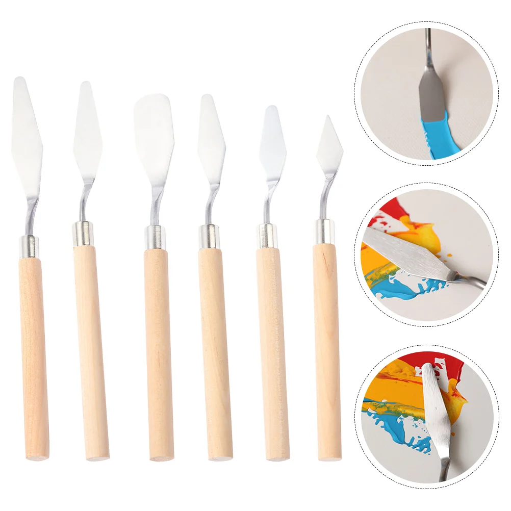 6 Pcs Oil Paint Scraper Painting Spatulas Pigment Scrapers Shovels Acrylic Cutters Student