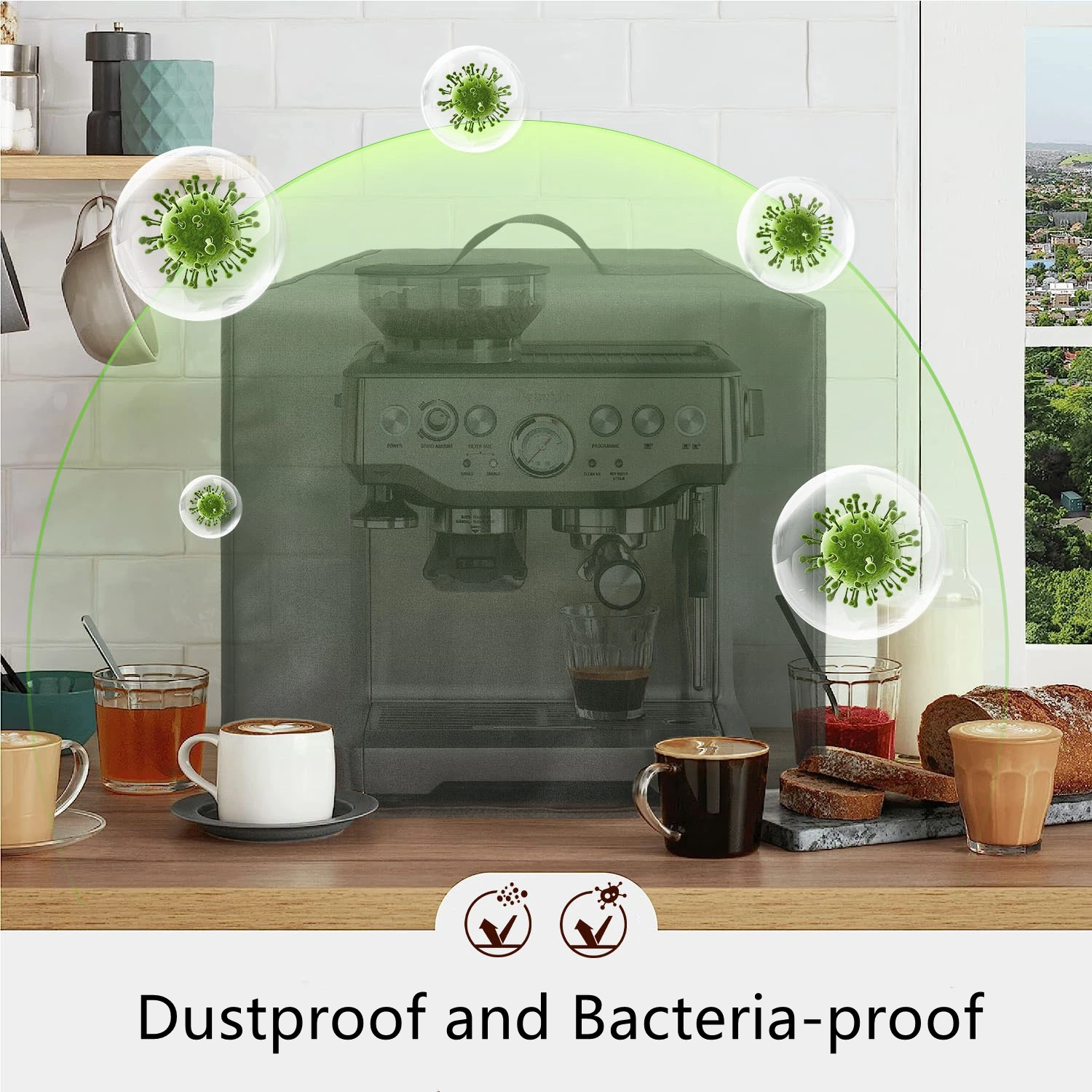 Coffee Maker Cover Dustproof Waterproof Coffee Machine Dust Cover for Brebille Barista Espresso Machine BES870XL BES880BSS