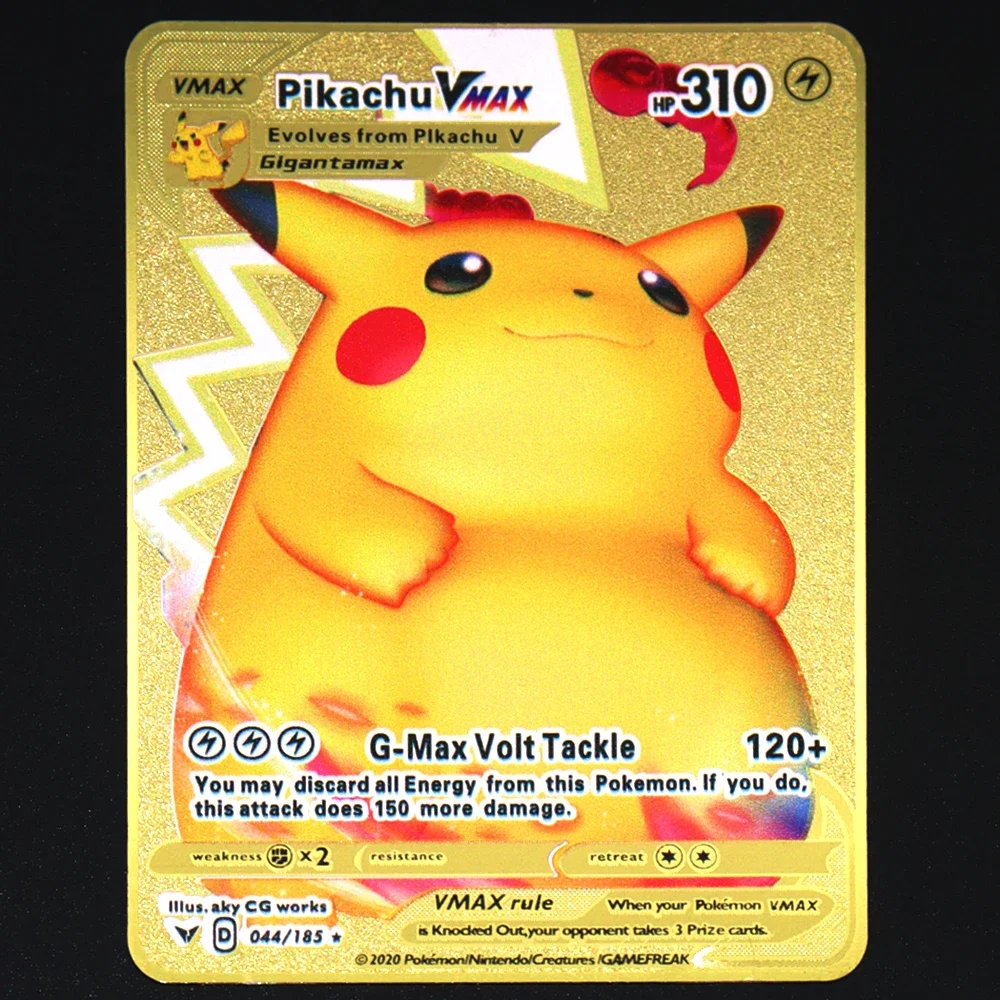 thumbnail image 1 of 183200 Points High Mach Pikachu Charizard Mewtwo Gold Black English French Metal Card Vmax Mega GX Game Collection Card, 1 of 5