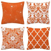 Nordic orange and white classic pattern linen pillowcase sofa cushion cover home decoration can be customized for you 40x40 1