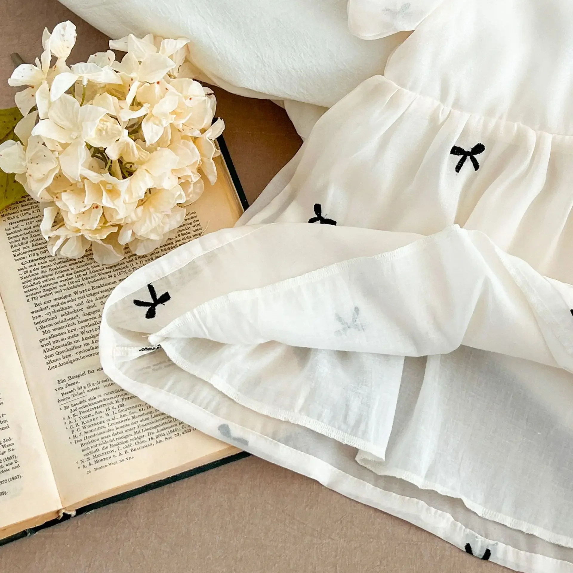 Sisters' Cotton Baby Girl Puff Sleeve Romper & Princess Dress 4