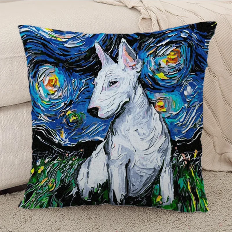 

Bull Terrier Fall Pillow Cover Covers Throw Pillows Decorative Sofa Cushions Pillowcases Cases Decor Silk Sleeping Bed Cushion