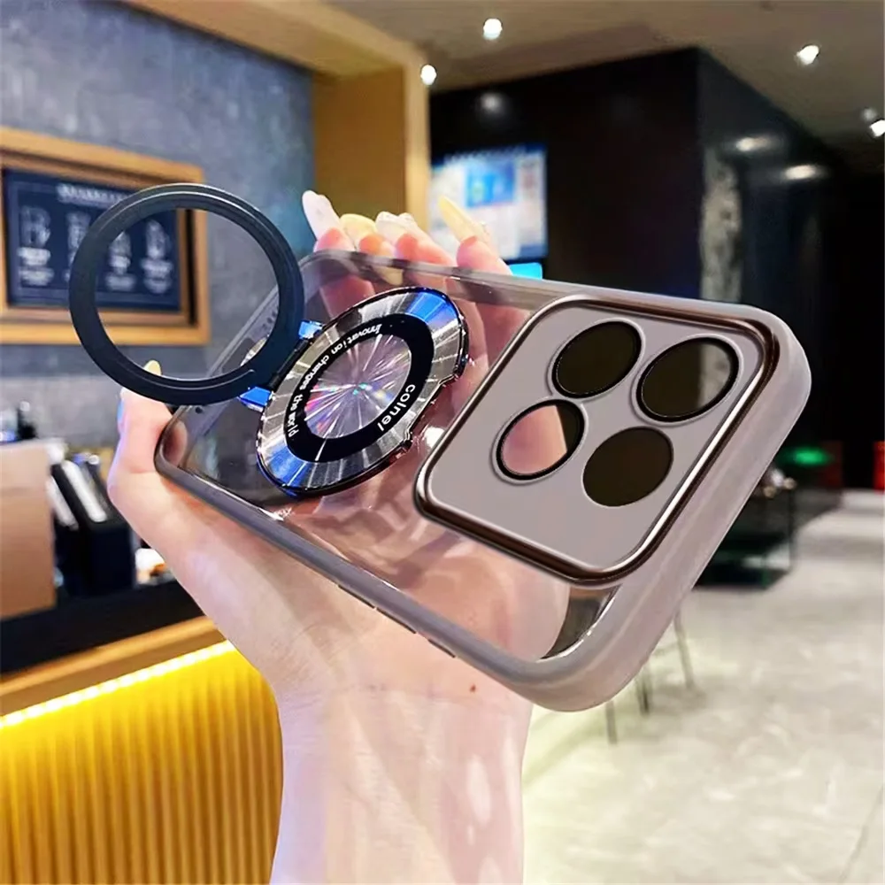 Luxury Bracket Phone Case with Magnetic Stand Holder and Soft Cover