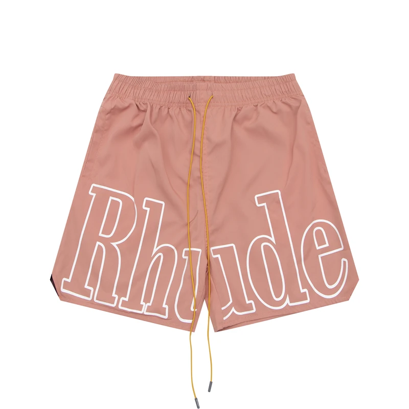 

23SS Big Logo Print Rhude Shorts Men Women 1:1 Best Quality Drawstring Rhude Breeches Inside Mesh with Tags Casual Shorts