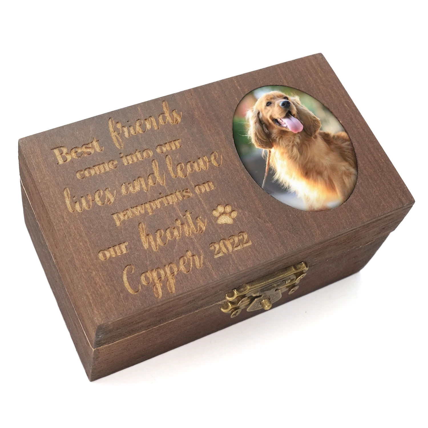 

Personalized Photo Wooden Box Custom Urn for Pet Ashes Loss Cat Dog Hair Keepsake Box Engraved Pet Fur Storage Box Memorial Gift