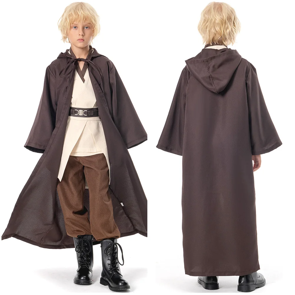 Kids Boys Anakin Fantasy Obi Wan Cosplay Movie Space Battle Knight Disguise Costume Cloak Child Cosplay Roleplay Fantasia Outfit Kids Cosplay Costume