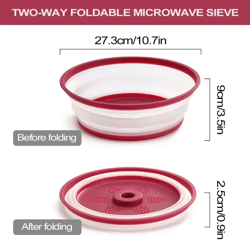 Food Cover Microwave Cover 1pc Microwave Oven Heating Cover Multifunctional Silicone Collapsible Food Cover Oil and Round Splash Proof Kitchen Tools