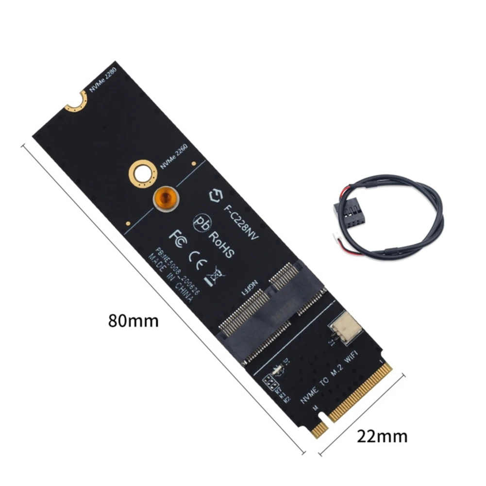 Беспроводной разъем M.2 A + E для ключей M.2 M, адаптер Wi-Fi Bluetooth для AX200 9260 Bcm94352Z, карта NVMe PCI Express, порт SSD