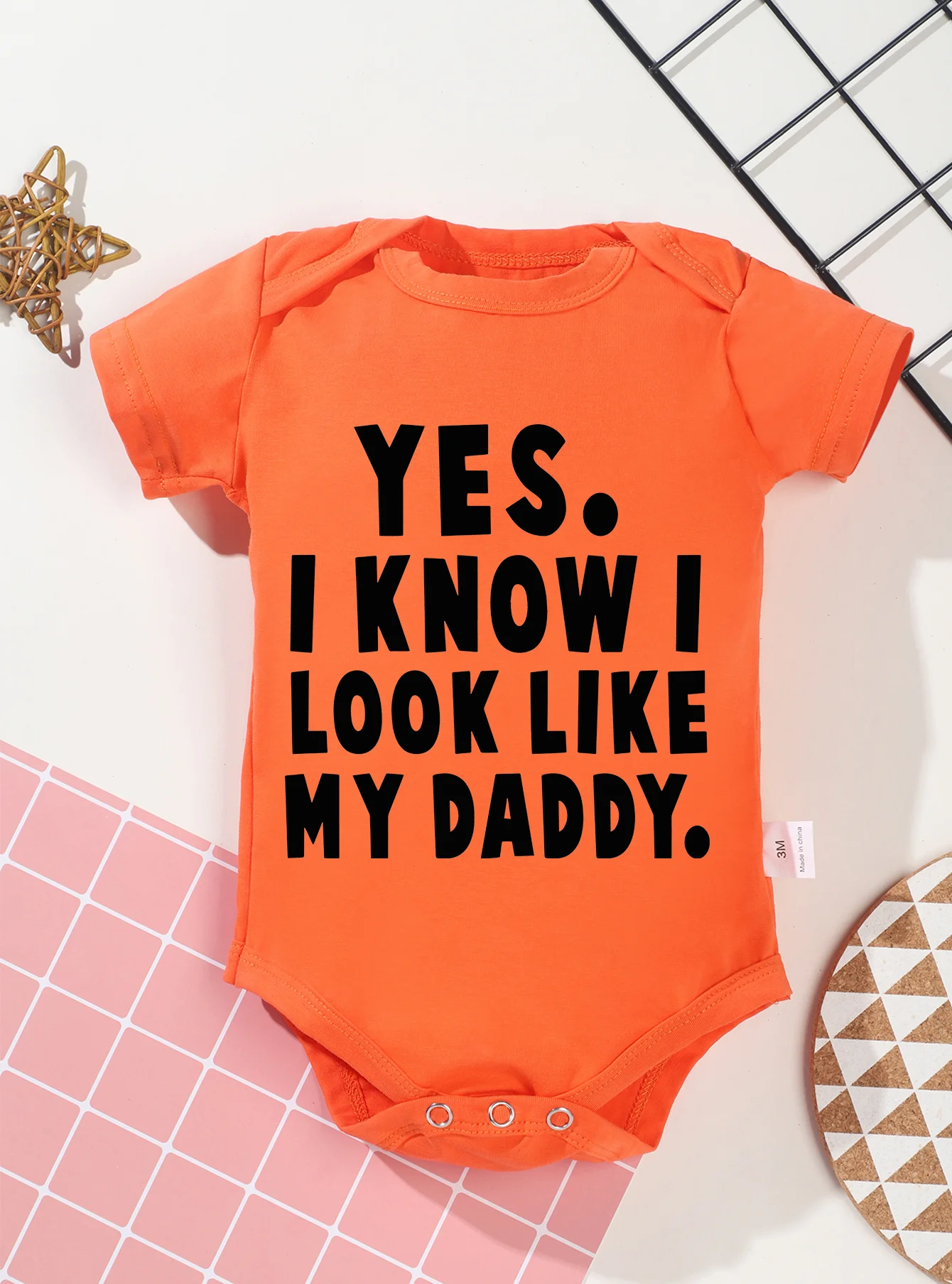 Short Sleeve Toddler Romper Infant Jumpsuit Newborn Baby Girl Boy Clothes Bodysuit Yes I Know Look Like My Daddy Print Onesie 2