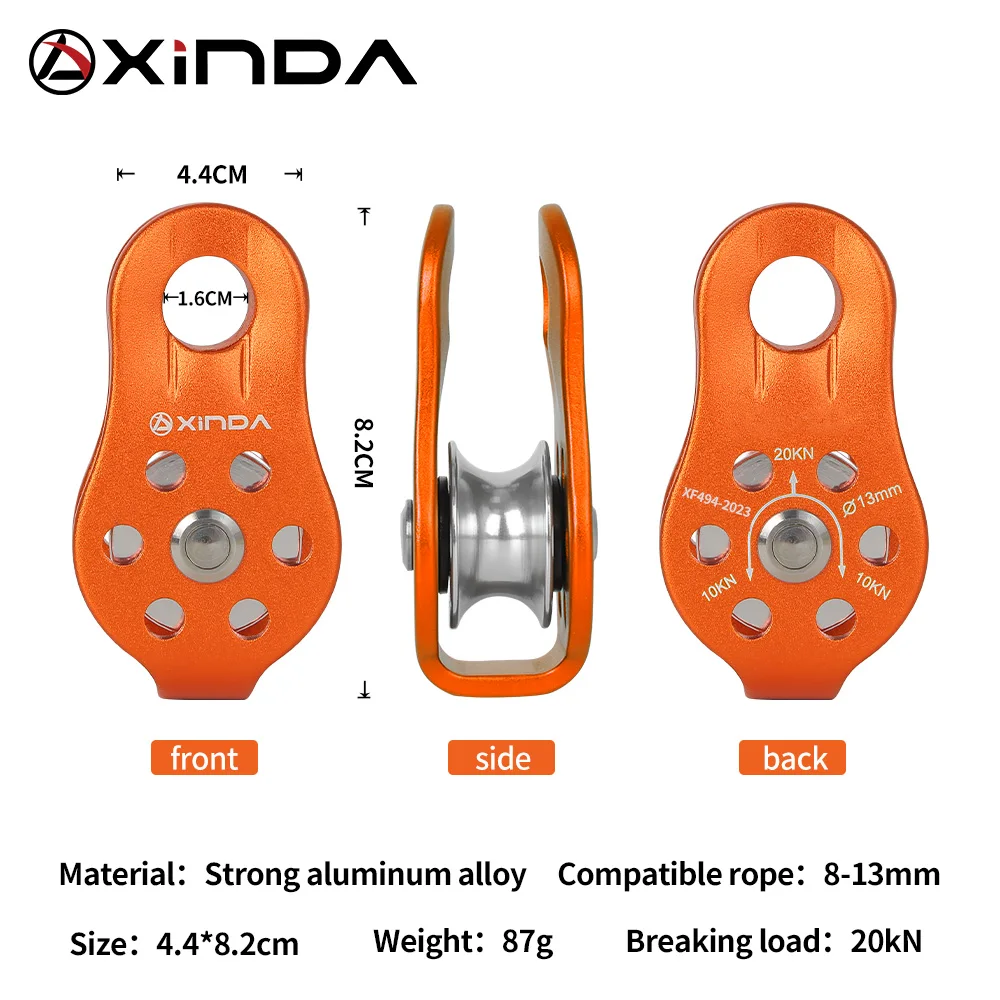 Climbing Pulley XINDA Rock Climbing Fixed Sideplate Single Sheave Outdoor Survival Tool