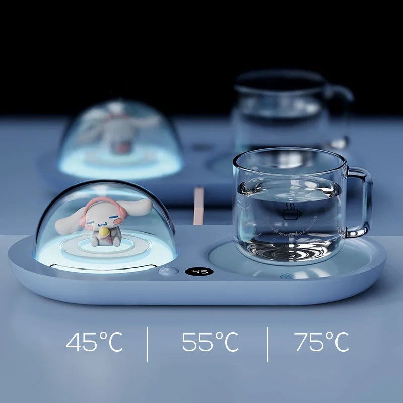 

Anime Cartoon Sanrioed Cinnamoroll Glass 55 ° Thermostatic Cup Kawaii Heated Milk Coaster Cute Adjustable Temperature Coaster