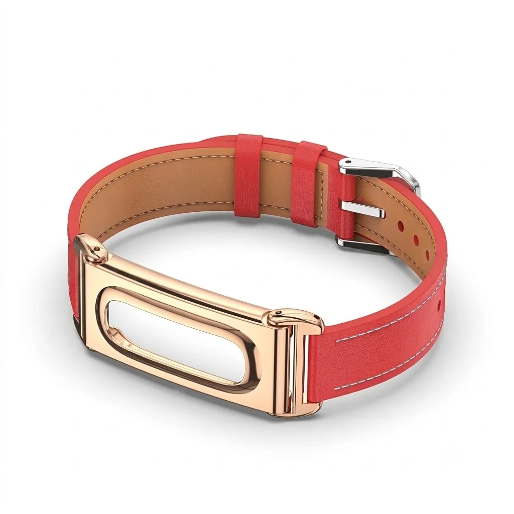 Premium Microfiber Leather Watch Strap with Metal Protective Case - Adjustable Replacement Wrist Band Bracelet