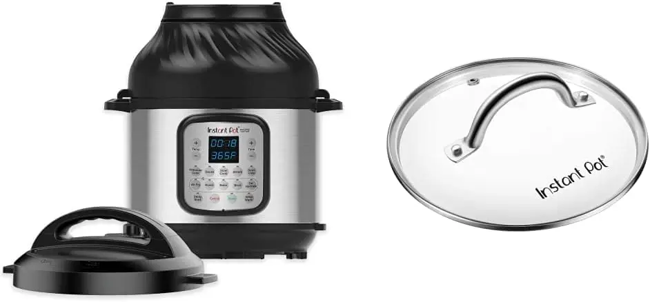 

Crisp Pressure Cooker 11 in 1, 8 Qt with Air Fryer, Roast, Bake, Dehydrate and more & Genuine Tempered Glass lid, Clear 10 Min