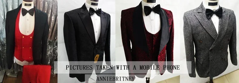 Description Picture 2 of item2024 Blue Formal Elegant Men Suit Groom Tuxedo Prom Slim Fit Blazers Shawl Lapel High Quality Custom 3 Piece Set Costume Homme