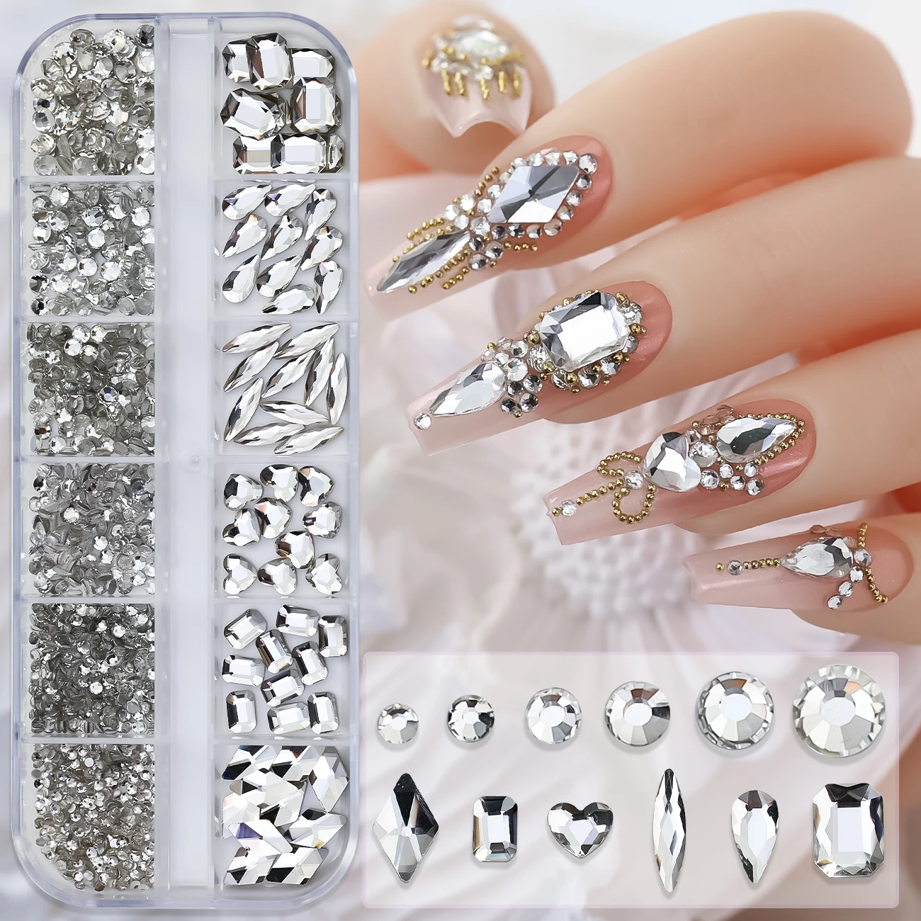Sparkling Crystal Nail Art Rhinestones Kit with Tools