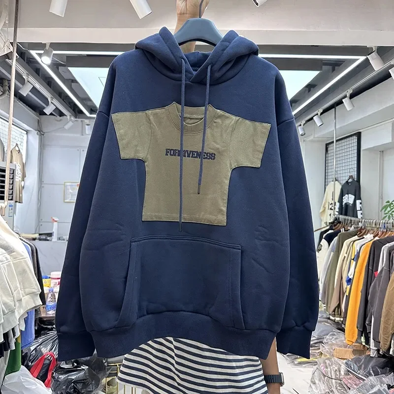 

Fun stitching fleece casual hoodie