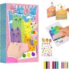 1Set Drawing Papers Squeegee Art Kids Paint Kit DIY Material Animal Pattern Color Scratch Painting Rainbow Dot 1