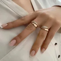 Gold Plated Sun Rings for Women Natural Stone Inlaid in Hollow Metal Texture Ring Trendy Jewelry 5