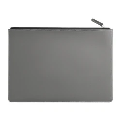 A4 Premium Leather Zipper Briefcase - Versatile Business Document Bag (Grey)