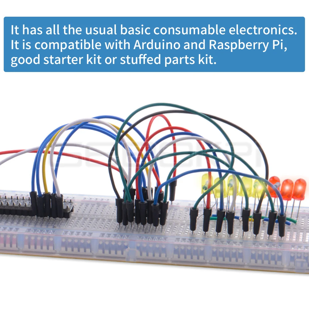 Geeekpi-kit de Componentes Eletrônicos com Resistores Capacitores Indutores Diodos Transistores Leds Transformadores Breadboard Osciladores - Imagem 5