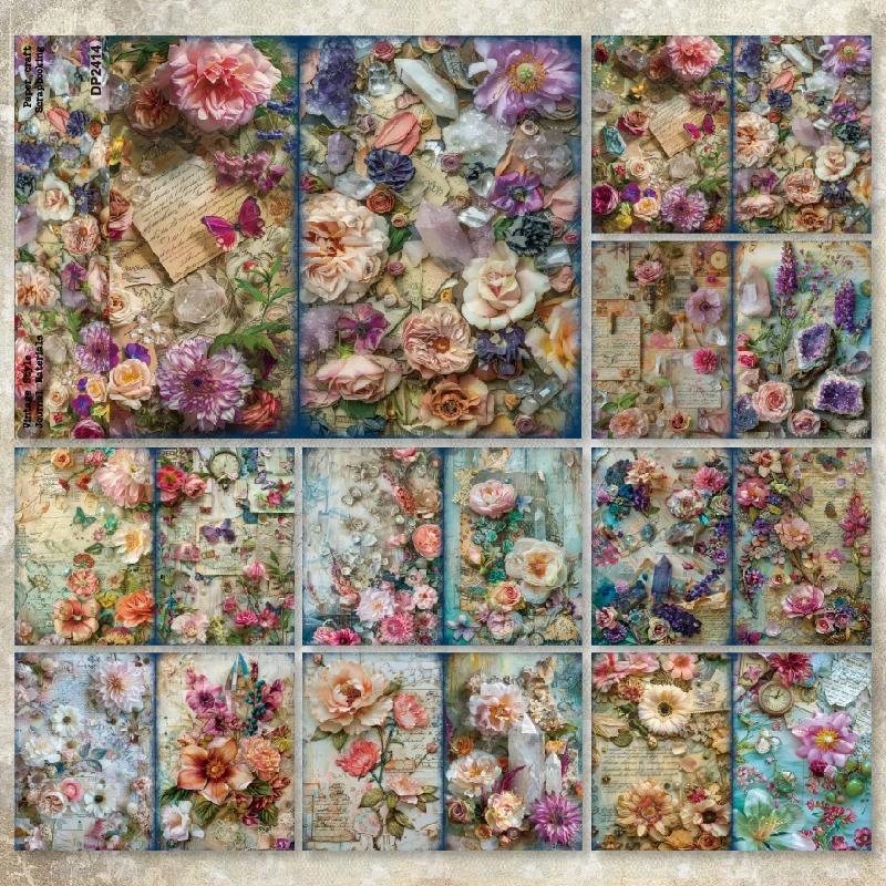 Panalisacraft 빈티지 스타일 스크랩북 패턴 종이, 멋진 카드 팩, 가벼운 무게추 공예 종이 카드, A5 사이즈, 8 매