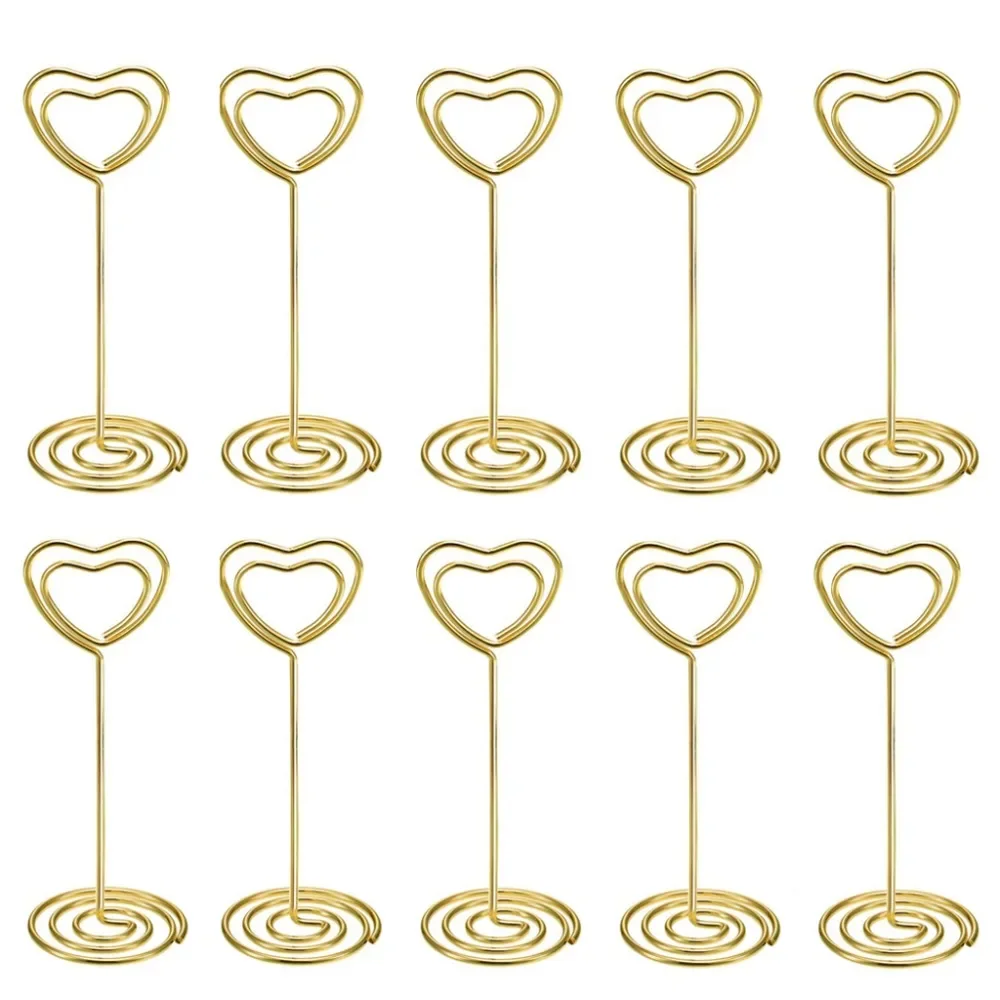 10 Stück herzförmige Tischnummern, Name, Tischkartenhalter, Ständer, Bild, Memo, Notizen, Clips, Hochzeit, Geburtstag, Party, Event, Dekorationen – Detail 3