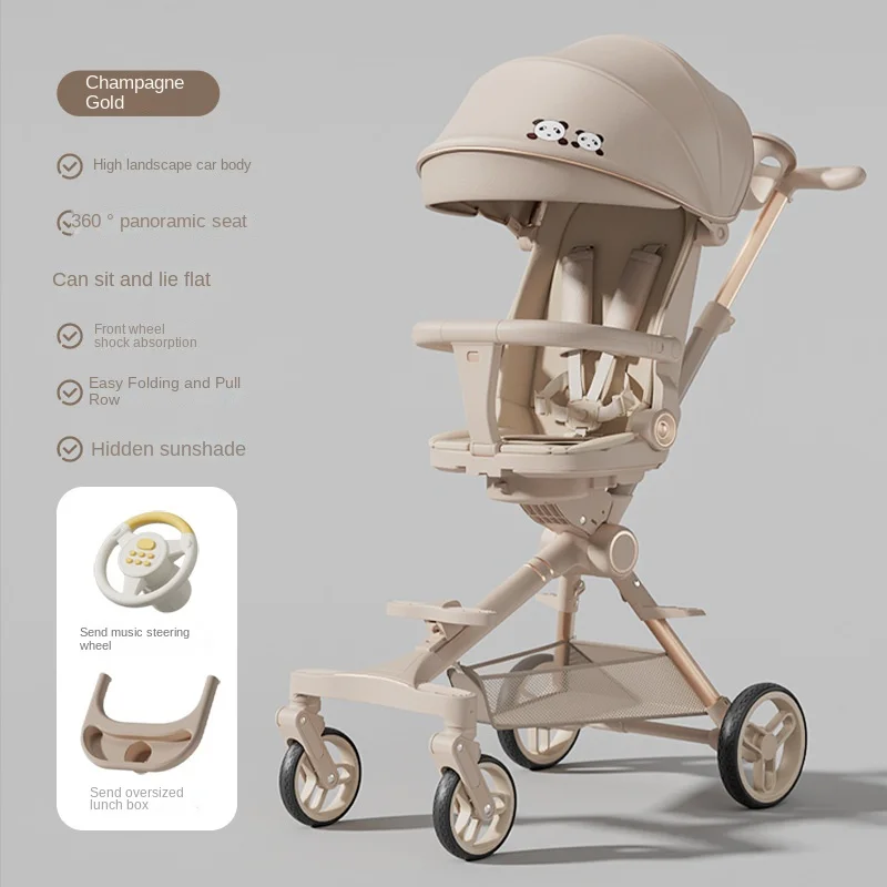Stroller Lightweight Folding Baby Walking Pram can sit or lie down Baby High Landscape Two-way Stroller