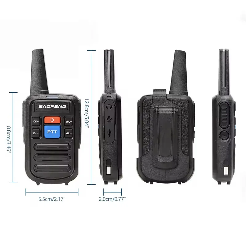 BaoFeng BF-C50 UHF 400-480MHz Transceiver 5W Two Way Radio Type-C Mini Walkie Talkie 99 Channels 1500mAh Dual PTT Ham Radio 3