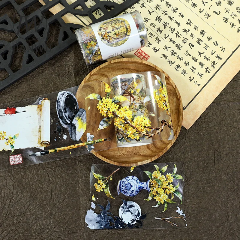 JIANWU 70mm * 200cm 빈티지 꽃 풍경 소재 콜라주 스크랩북 PET 테이프 크리 에이 티브 DIY 저널 문구