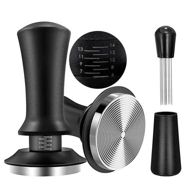 Coffee Tamper Spring Espresso Tamper 51mm 53mm 58mm Coffee Tampers and Coffee Stirrer Stainless Steel Tampers Coffee Accessories 1