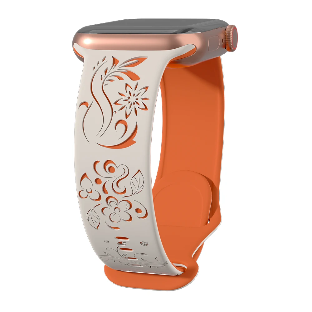 Floral Engraved Silicone Strap