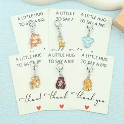 Adorable Cartoon Animal Keychain Set with A Little Hug Thank You Card - Perfect (6Pcs)
