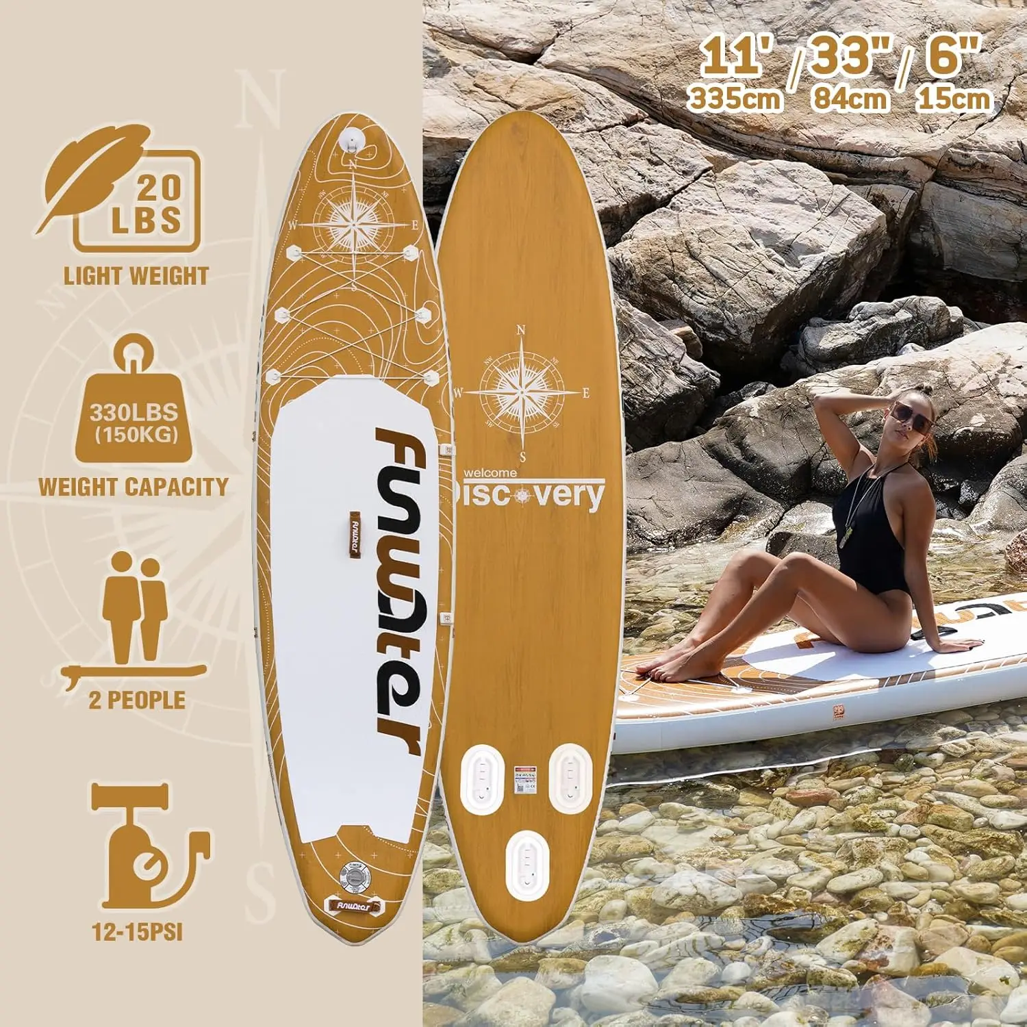 Inflatable Ultra-Light Stand Up Paddle Board for All Skill Levels with Premium SUP Accessories,Non-Slip Com