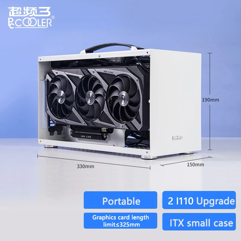 Pccooler i100 2I110 ITX MINI Small Case All Aluminum Suitcase Portable HTPC Desktop Computer Empty Chassis PC Gaming Case