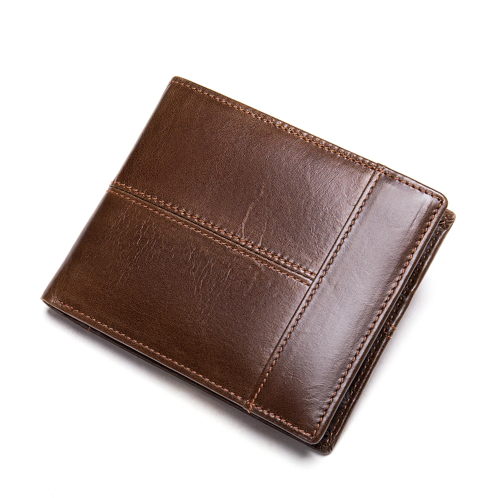 Men's Genuine Leather RFID Wallet with Coin Purse and Cardholder
