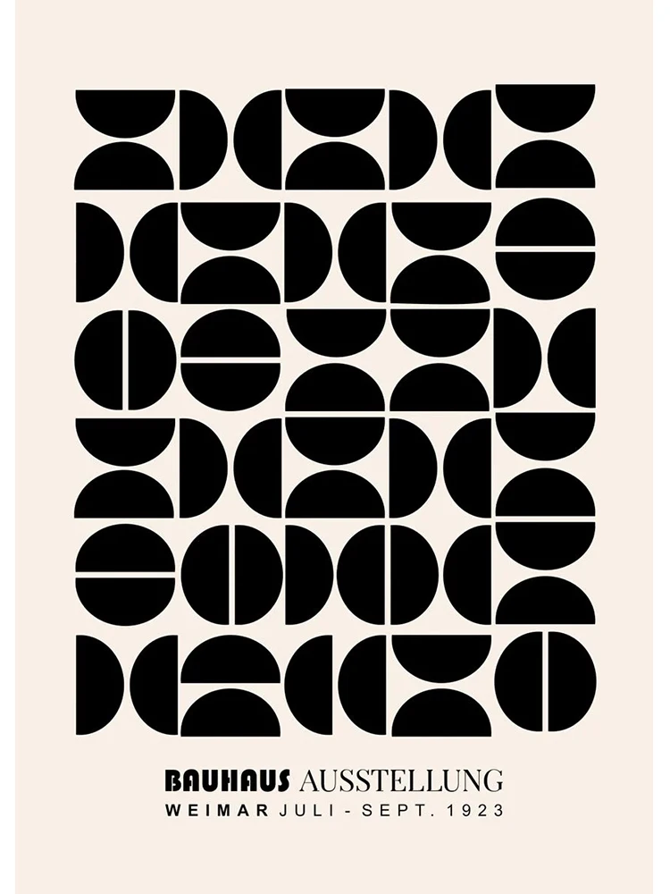 Black and White Modernism Canvas Print - Vintage Minimalist Bauhaus Wall Art