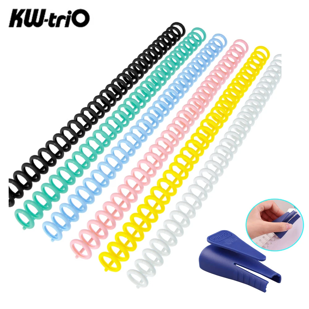 Kwtrio 10pcs Plastic 30hole Loose Leaf Binders Ring Binding Spines